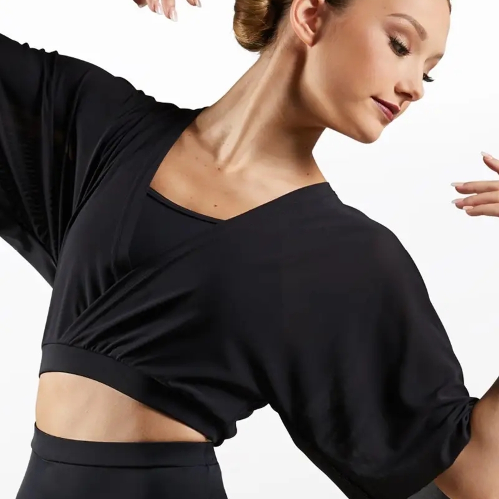 Weissman Red Flutter Sleeve Crop